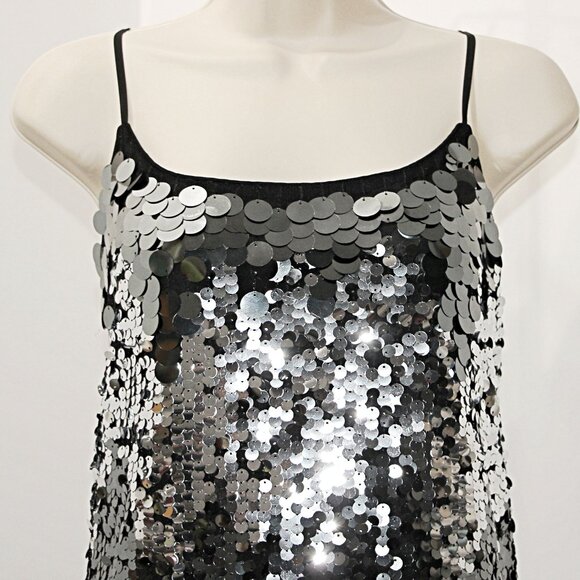 Avec Les Filles Spaghetti Strap Sparkling Sequin Paillette Party Dress sz 12 - Picture 4 of 13